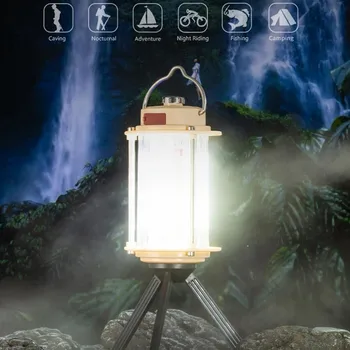 E2 Преносим походный фенер със статив, Ретро походный фенер Type C, заряжающийся с led лампа, водоустойчив за разходки, факел за барбекю