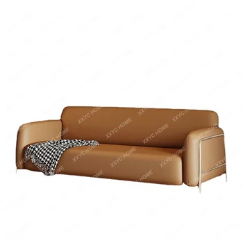 Прост диван в скандинавски стил за дневната, домашен кожен диван, апартамент за почивка, мързелив iron арт диван