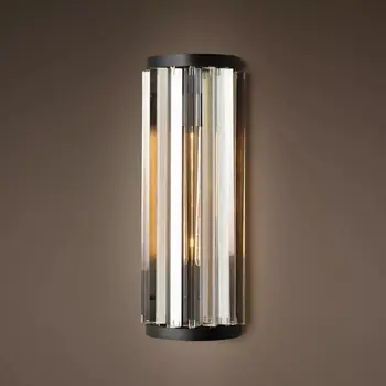 Модерни ретро led прозрачни дымчатые кристално-черни метални стенни лампи Блясък Спалня Хол Баня Вътрешно осветление