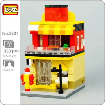 LOZ 1607 Градска Улица Хамбургер, пържени Картофи Храна Ресторант Архитектура САМ Кухненски Блокове, Тухли Строителна Играчка За Деца Без Кутия