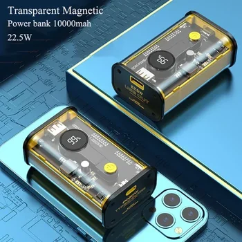 Прозрачен Безжичен захранване капацитет 10000 ма Преносим Безжичен Магнитен външна батерия за iphone 14 13 12 Pro Max samsung