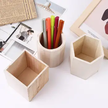 Дървен държач за химикалки Офис мода, прекрасен прост дизайн, поставки за моливи, настолен органайзер