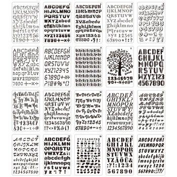 20 БРОЯ преносими Шаблони за рисуване на букви, цифри 0-9 Шаблони за рисуване с ръце