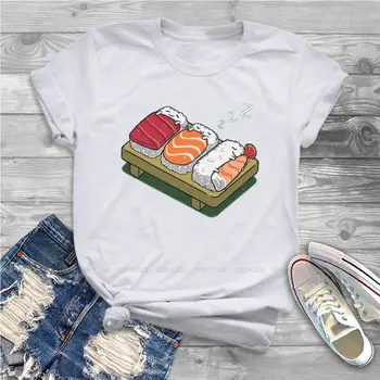 Дамски тениски Sushi Sleep, храната в стил суши Kawai, готическата реколта дамски дрехи, памучен графична облекло