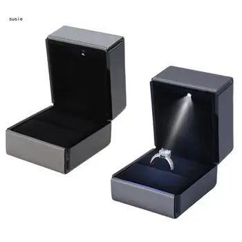 X7YA обеци поставка притежателя оферта сватбена годежен пръстен ковчег за бижута