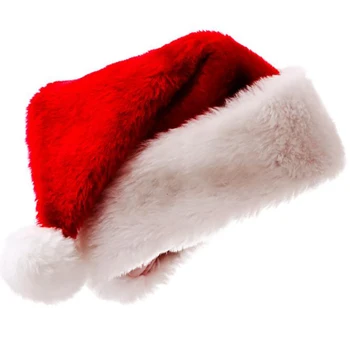 Плюшен коледна шапка за възрастни, голяма топка, плюшен коледна шапка, червена шапка на Дядо Коледа, Коледен декор, Коледни подаръци, аксесоари за домашни партита