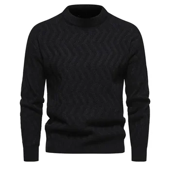 2023 Есенно-зимния нов мъжки пуловер, монофонични вязаный пуловер с кръгло деколте, долна пуловер, мъжки пуловер