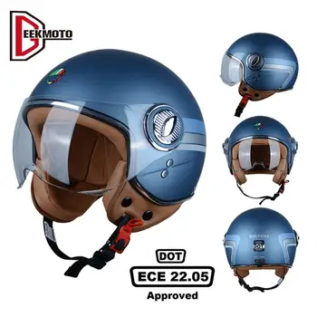 Ретро мотоциклет шлем, който да бъде одобрен от ИКЕ на точки, Мотошлем за скутер, каска, с открито лице, Ретро Capacete De Moto Casco в немски стил