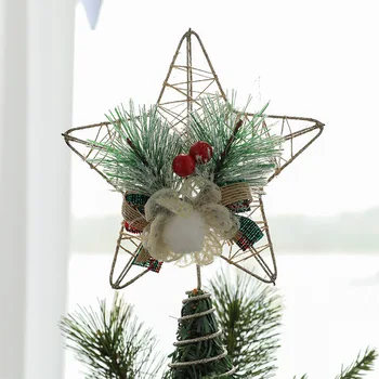 Коледна украса на върха на коледната елха выдолбленная петолъчна звезда Коледни висящи бижута и аксесоари