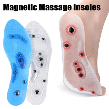 Силиконови магнитно-терапевтични масажи стелки за мъже и жени; Подметка за точков масаж на краката; Детоксикация на тялото; Поставяне за отслабване.