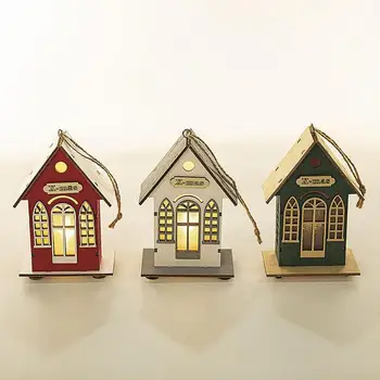 Навидад Коледно led лампа, дървена къща, Светещ кабина, Коледни украси за дома, Украси за елхи, Подаръци за Нова 2024 година