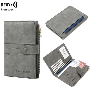 RFID-анти-кражба на портмоне за паспорти, богат на функции папка за документи за самоличност, чанта за пътуване Унисекс, с цип, портфейл за продажба на билети, държач за монети