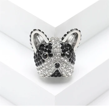 Класическата скъпа брошка във формата на кученце от планински кристал, женски очарователни брошки-кученца за жени, сватбени подаръци