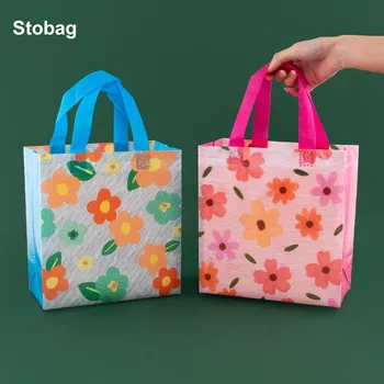 StoBag, 4 бр. нови нетъкан подаръчни чанти, Цветя, сладка тъканта, опаковане, Водоустойчив калъф за съхранение, за многократна употреба сувенири за парти по случай рождения ден