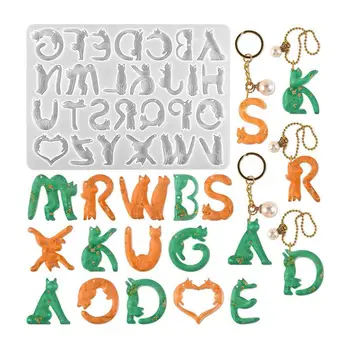 Силиконова форма за азбуката, Корнизи букви от смола Cat Design, Корнизи букви от епоксидна смола, Силиконови форми за шоколад азбука от глина