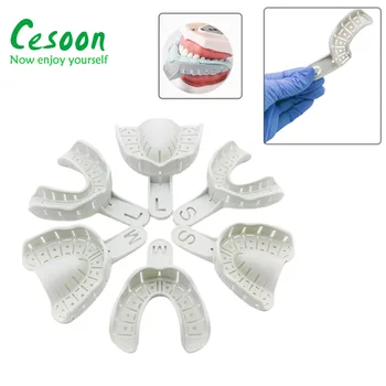 10 бр. / опаковане. Тава за зъбни импланти Пълна уста Частична форма на Сив за Еднократна употреба Подвижни касети за най-хвърля на зъби Зъболекарски инструменти Материали