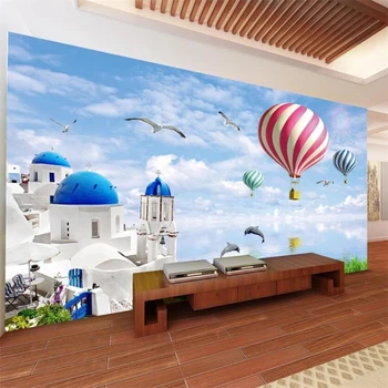 Потребителски тапети 3d стенопис замък с изглед към морето балон голяма чайка любов море хол папие-маше ТЕЛЕВИЗИЯ фон тапети