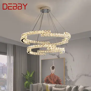 TEMAR Модерен Кристална Окачен Лампа С Кръгла форма, Пръстени LED Творчески осветителни Тела, Полилей Декор За Хола, Трапезарията Ligh