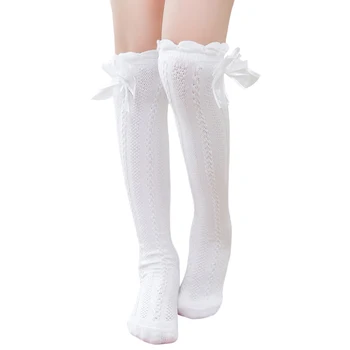 Чорапи Принцеси за момичета, сладки бебешки чорапи с бантиком, дишащи чорапогащи до коляното за деца, аксесоари за детски дрехи
