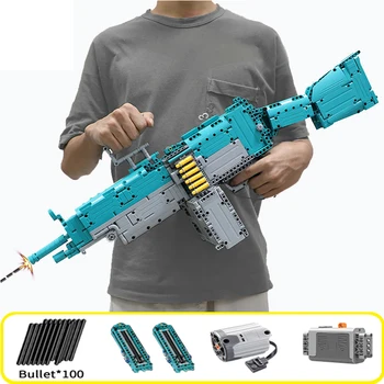 Военен Електрически M249 saw В Събирането на Строителни Блокове Тухли Модел MOC Машина Огнестрелни Оръжия Комплекти Оръжия Детски Играчки, Подаръци За Момчета