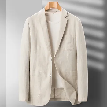 Ново записване, Модерен летен бельо костюм, ежедневното лятно финото палто за мъжете на средна и по-младата възраст, Размер M, L, XL, 2XL, 3XL