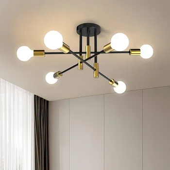 Модерното led потолочное осветление във формата на паяк, Промишлени желязо, Черен / златен Скандинавски минималистичен декор за дома, таван за хол, трапезария