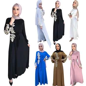 Рокля с перлената бродерия, бельо, мюсюлманското модно вечерна рокля, плюс размера на свободното ежедневното елегантна женствена рокля макси