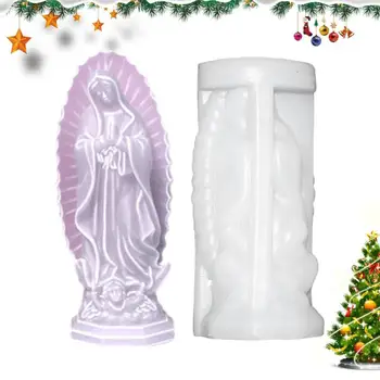 Форми за свещи на Дева Мария, 3D Силиконови форми за производство на восък със собствените си ръце, е лесно снимаемая форма за направата на свещи във формата на Дева Мария със собствените си ръце
