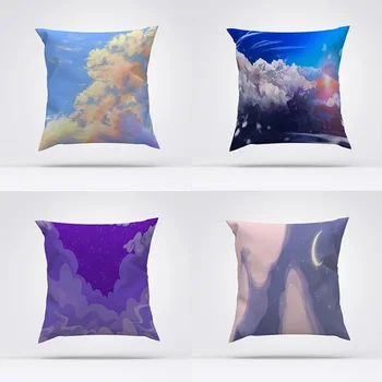 Потребителски аниме-Квадратна калъфка лилава облак, декоративна възглавница, калъфка за дивана, калъф за възглавница