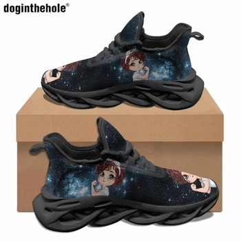 Дамски модни обувки на равна подметка Doginthehole, Нов Модерен дизайн маратонки за медицински сестри с изображение на Звездното небе, Удобни Дишащи ежедневни обувки