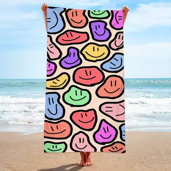 Плажна кърпа Без пясък Бързото, меко на допир, сухо Плажна кърпа от микрофибър с голям цветен принтом За жени и мъже За пътуване В бохемски стил