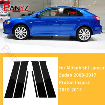 за Mitsubishi Lancer Седан 2008-2017 Proton Inspira 2010-2015 6 бр. Етикети на странично прозореца на колата, тампон на багажник, врати, черен