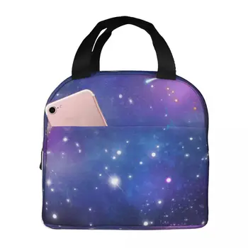 Чанта-хладилник за обяд Galaxy Със звездите, термоизолированная чанта за пикник, преносим чанта-обяд-бокс през рамо