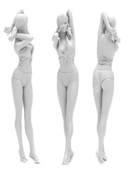 Фигурка от смола 1/24, поставка за съвременната жена с дълга коса, модел в разглобено формата, определени за създаване на небоядисана фигурки