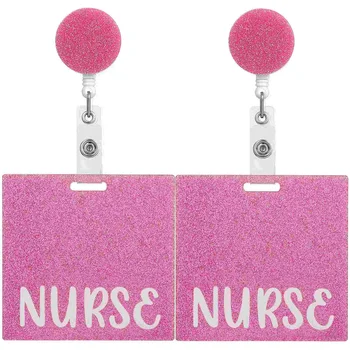 2 бр Лесно нажимаемый икона с бутон, Розова опаковка, притежател на сертификата за самоличност на медицинските сестри, Акрилни икони за медицински сестри