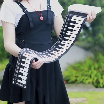 KRUSU 49Key Ръчно руло пиано Силиконова клавиатура Музикален инструмент за обучение Сгъваем електронен орган на USB MIDI, с възможност за презареждане