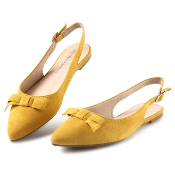 Дамски обувки на плоска подметка с остри пръсти, удобни дамски обувки на плоска подметка с лък