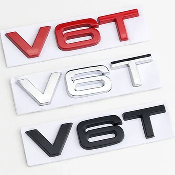 3d Метални Букви на Автомобила Лого V6T За Audi A4 A5 A6 A7 Q5 Q7 S5 S6 RS4 Крило Отстрани и Отзад на Багажника на Емблемата на V6T Етикети Аксесоари