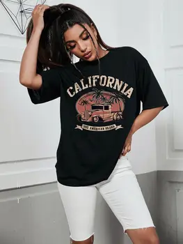 California Американска марка, памучен дамски тениски с принтом, градинска риза в стил хип-хоп, оригинална ежедневна тениска Harajuku Essential Tshirt