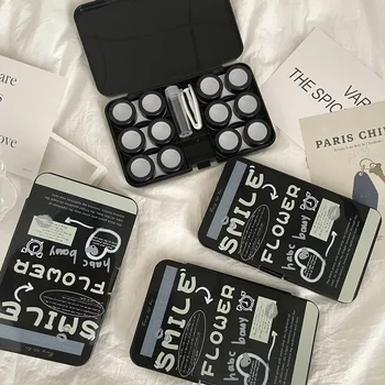 Американския Креативен текст Лесна Преносима Кутия за контактни лещи Companion Грижи Box Кутия за контактни лещи Six Pay