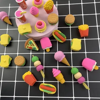 Мультяшная храна гумичка за бургери Забавни гумички за триене 3D детска каучук Корейски канцеларски материали Kawaii Ученически пособия Студентски аксесоари