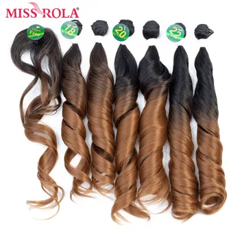 Вълнообразни снопове коса Miss Rola Омбре, натрупване на синтетични косми, Заплитане на косата 18-22 инча, 6 бр. / опаковане. Със свободната закопчалка, 200 г Утков за коса