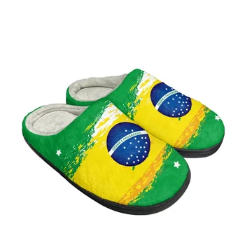 Модел хартата на страната Бразилия, Дамски пролетно-есенни памучни чехли с кръгло бомбе, Фирмен дизайн, Удобни Меки Трайни ежедневни чехли