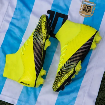 Мъжки професионални футболни обувки с висок покрив FG, футболни обувки с твърдо покритие, футболни обувки TF, футболни маратонки с тревата