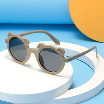 Улични Слънчеви очила За момчета и момичета, сладки мультяшные очила с UV нюанси, Детски слънчеви очила в ярки цветове, Детска Кръгла дограма във формата на Мече