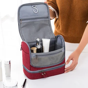 Пътна чанта за съхранение на козметика, богат на функции, голям капацитет, водоустойчив, не пропускающая мухъл, чанта за мокро и сухо пране, преносим чанта за измиване с една кука