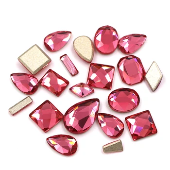 Безплатна доставка на висококачествени кристали за нокти k9 glass crystal Rose red flatback за облекло DIY